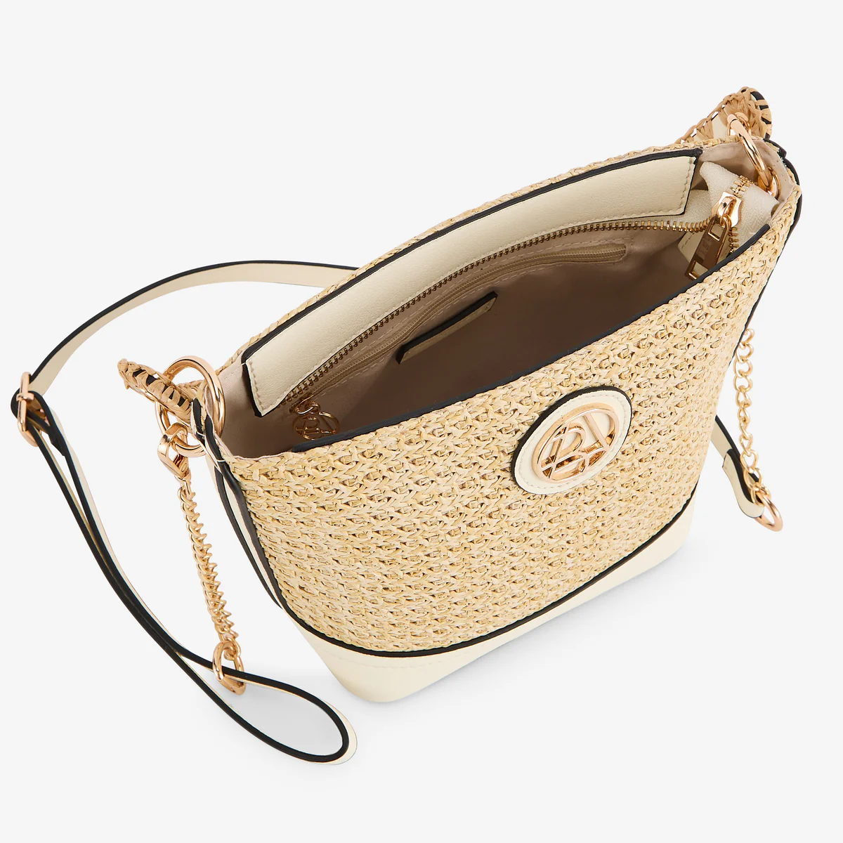 Petit sac seau effet paille blanc - Image 5