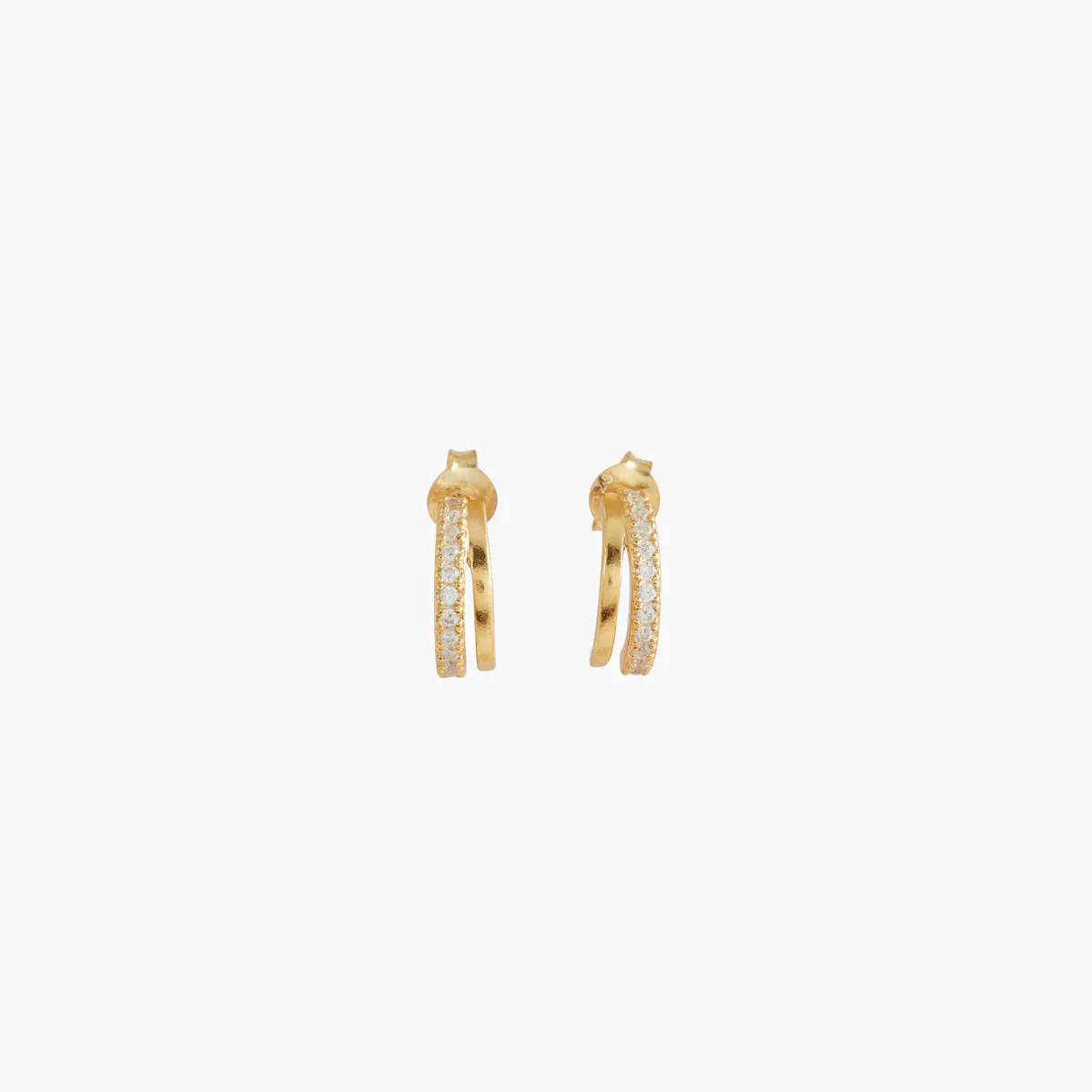 Petites boucles d'oreilles zircon et argent garanti 925 doré à l'or fin