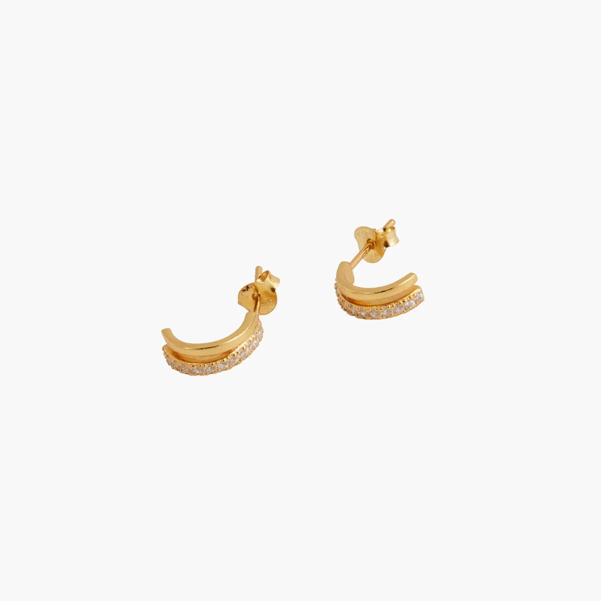 Petites boucles d'oreilles zircon et argent garanti 925 doré à l'or fin - Image 2