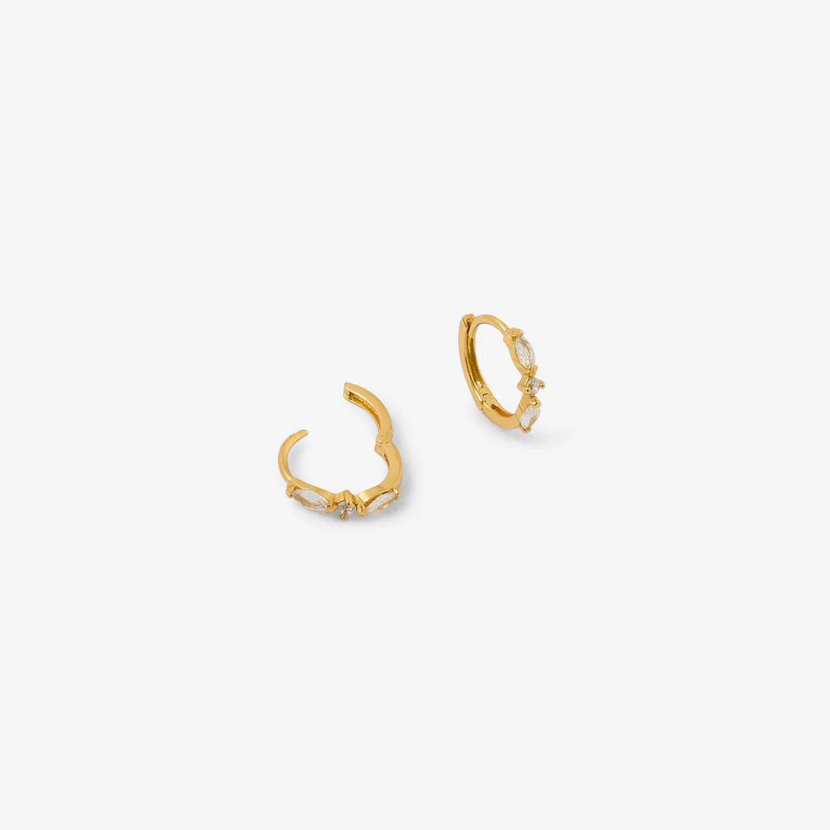Petites créoles doré à l'or fin avec zircon - argent 925 - Image 2