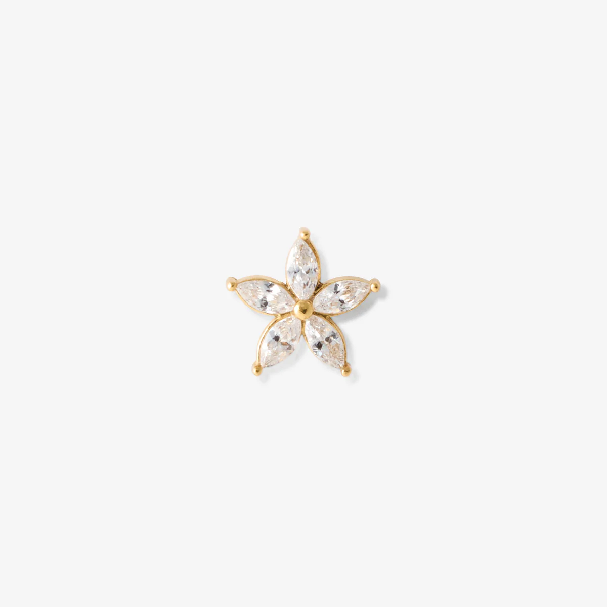 Piercing helix/tragus fleur avec strass de zirconium en acier chirurgical