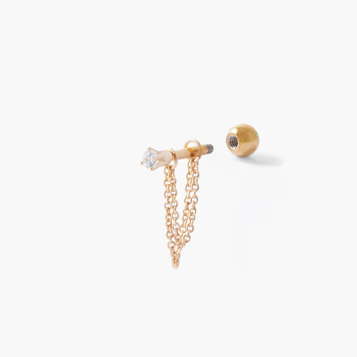 Piercing stud hélix/tragus avec chaine argent garanti et zirconium - Image 2