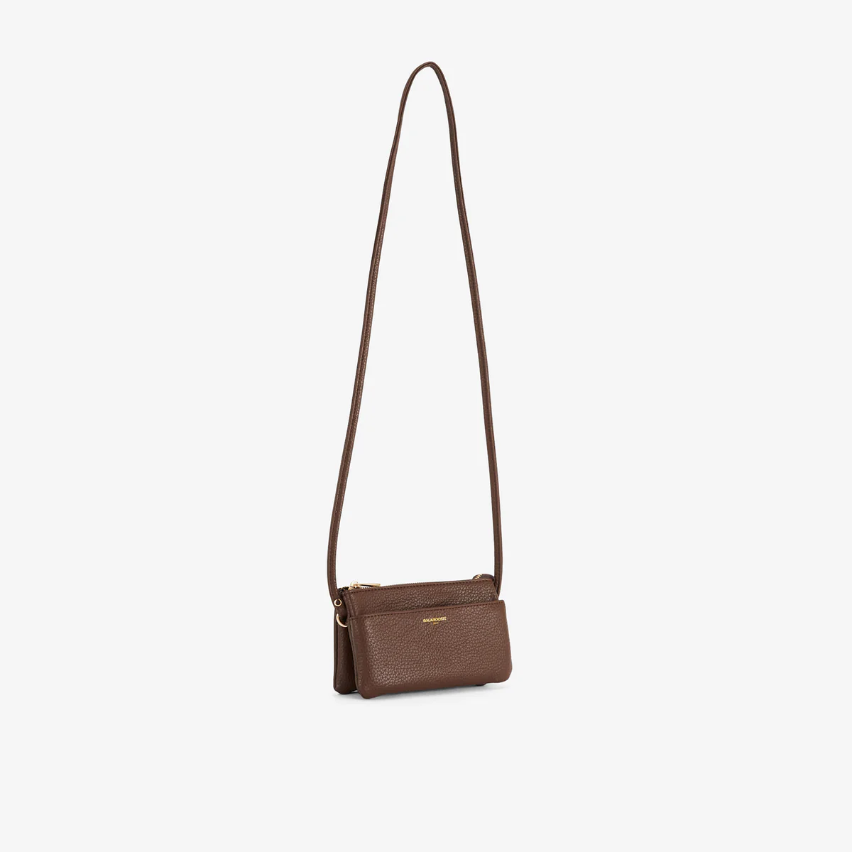 Pochette à bandoulière effet grainé marron - Image 4
