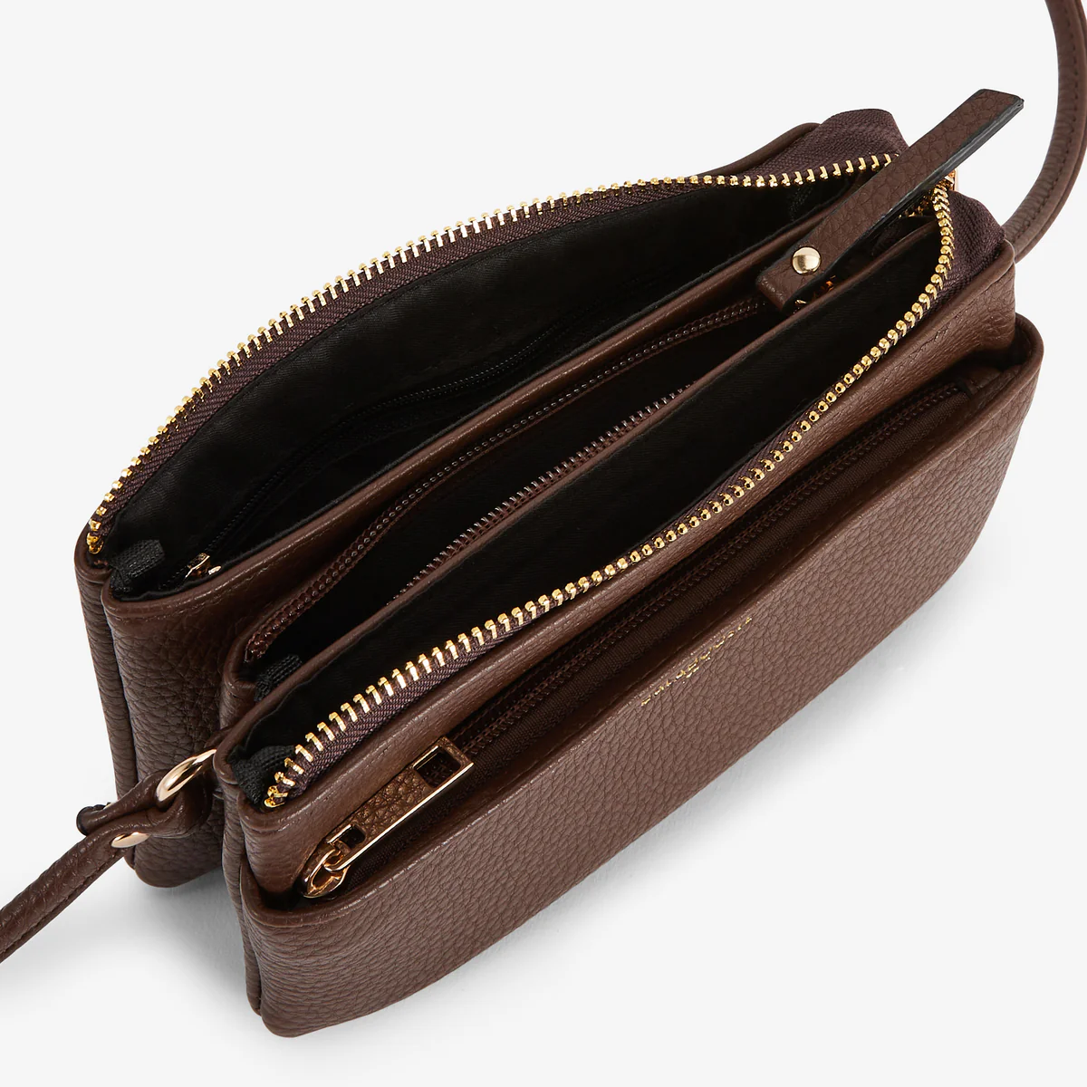 Pochette à bandoulière effet grainé marron - Image 5