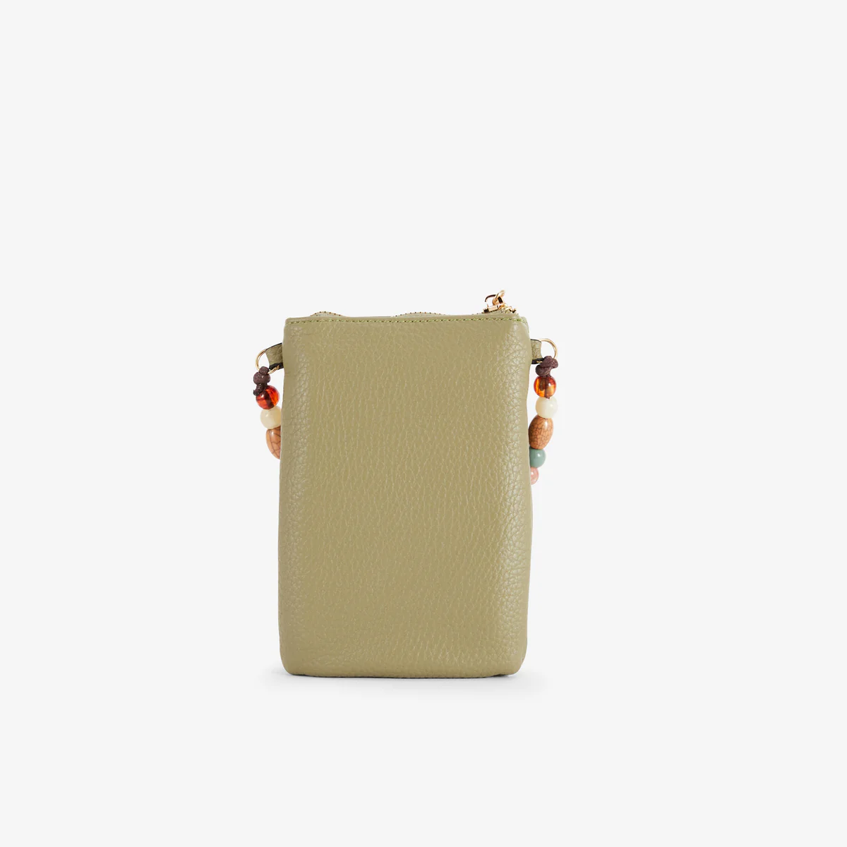 Pochette de téléphone kaki avec bandoulière perlée - Image 3