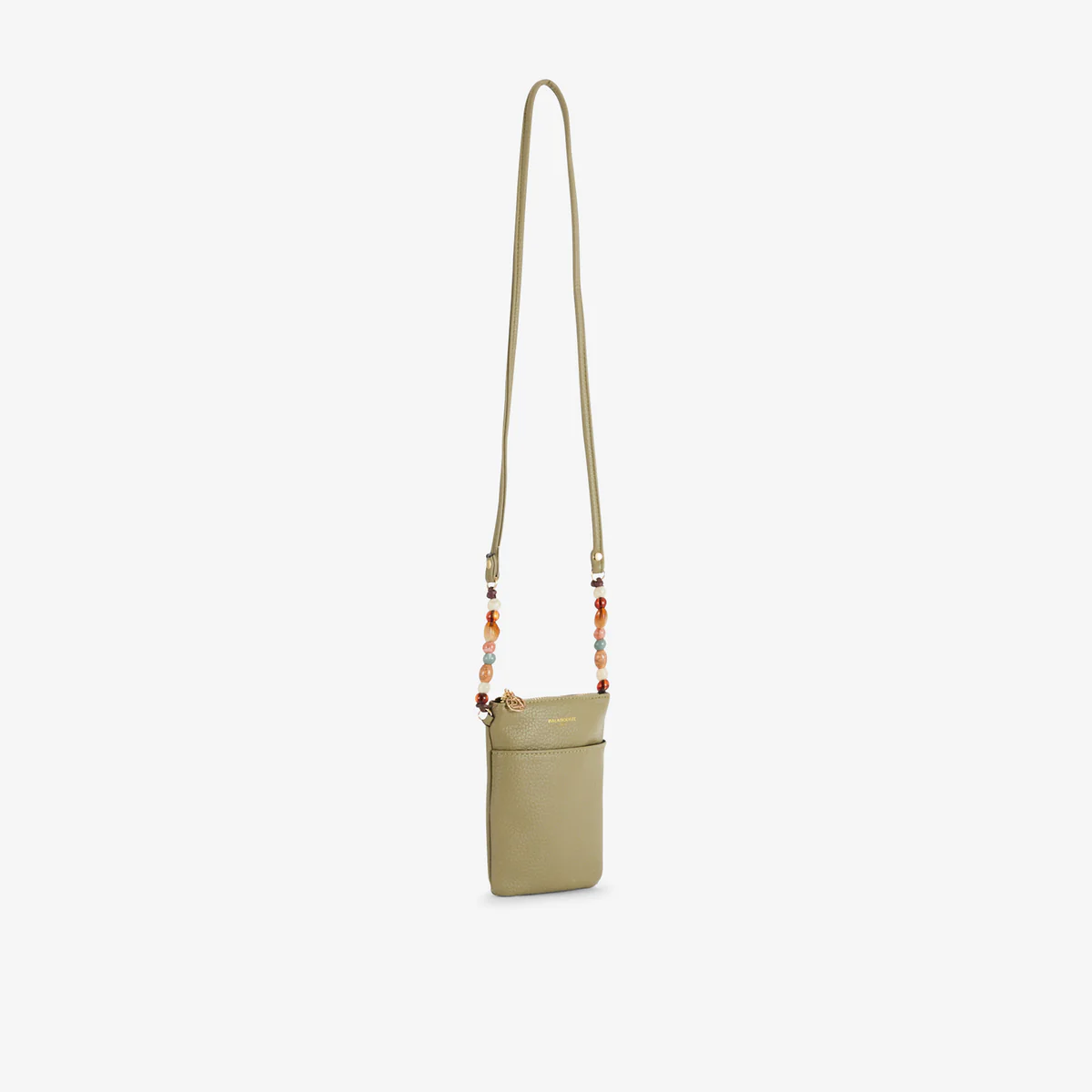 Pochette de téléphone kaki avec bandoulière perlée - Image 4