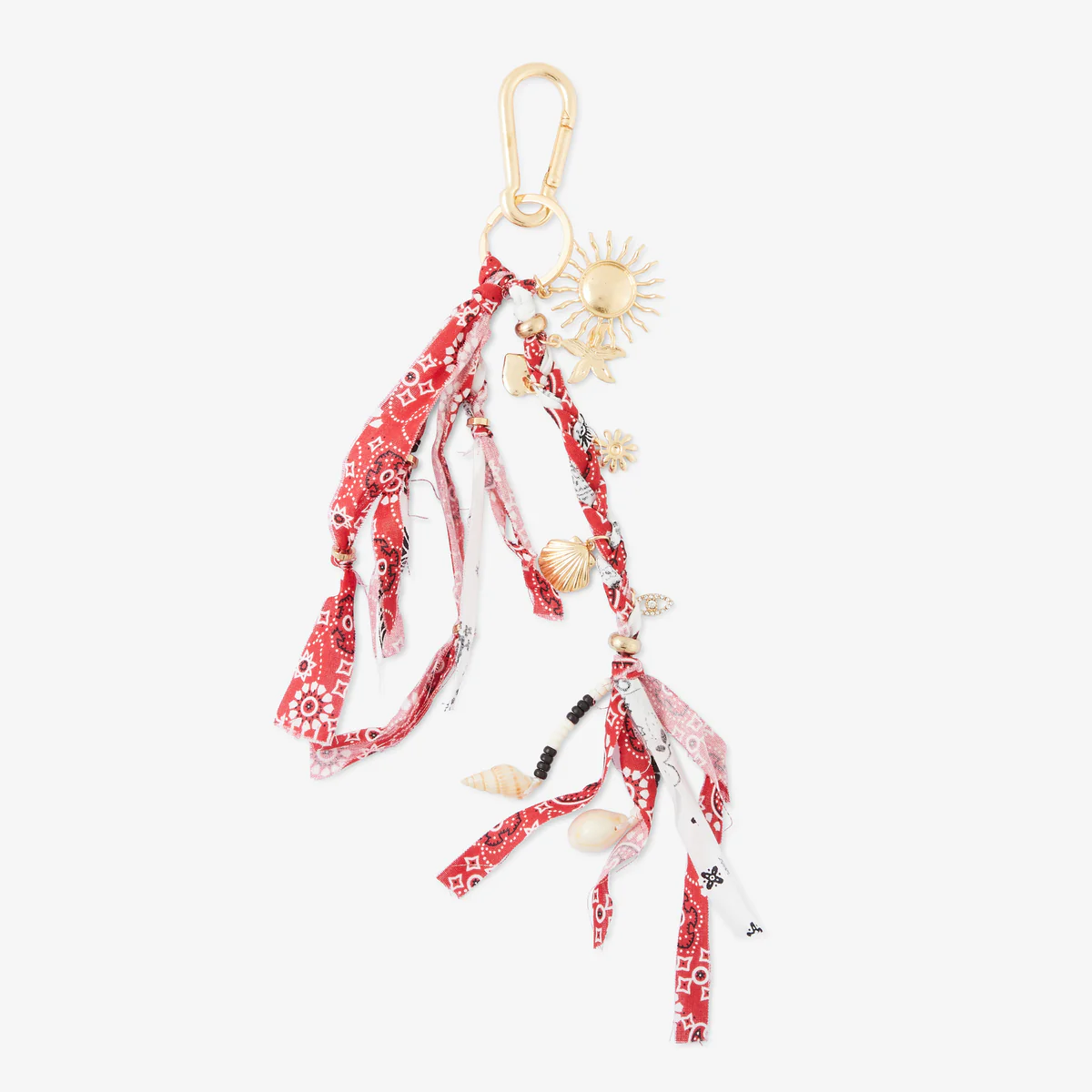 Porte-clés bandana rose et charms