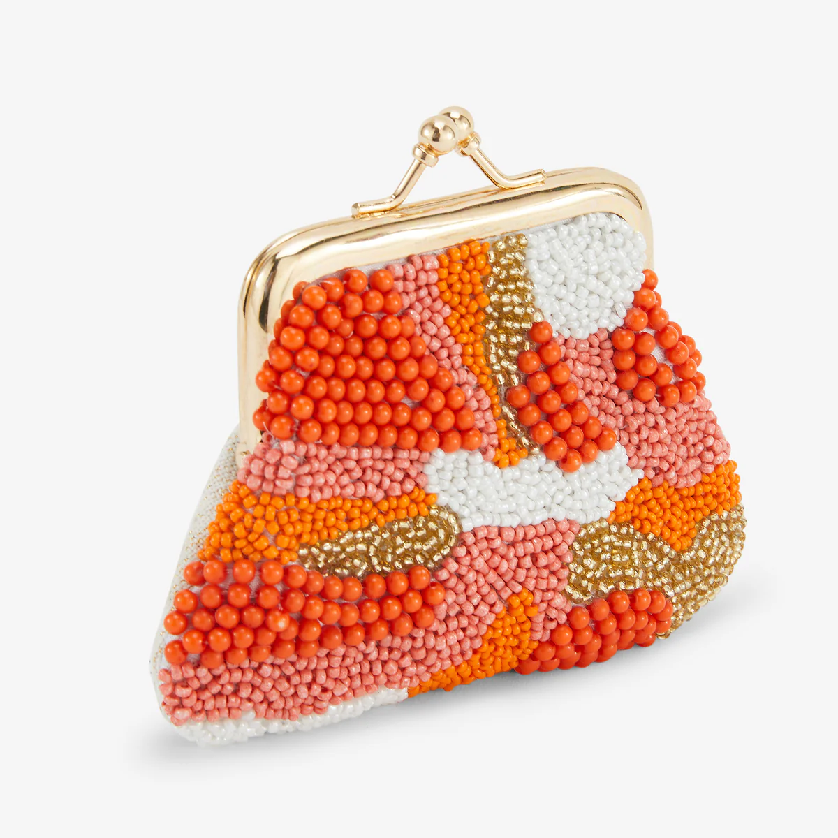 Porte monnaie perles de rocaille orange et blanc - Image 5