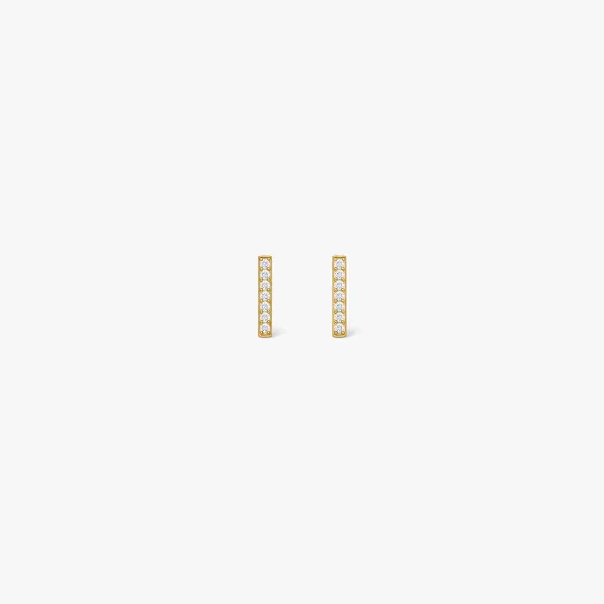 Puces d’oreilles barre sertie de zircon - argent 925 doré
