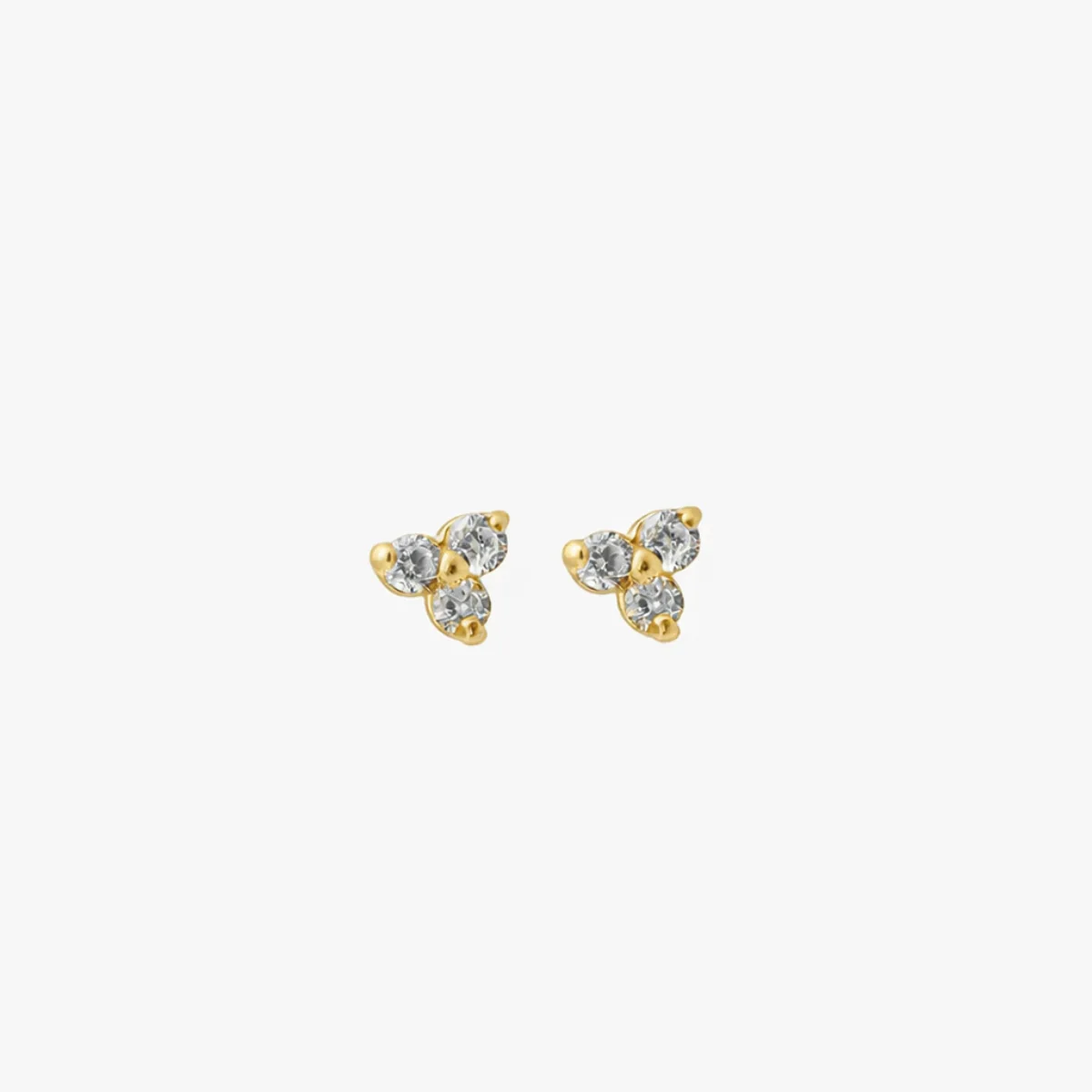 Puces d'oreilles 3 zircons - argent 925 doré
