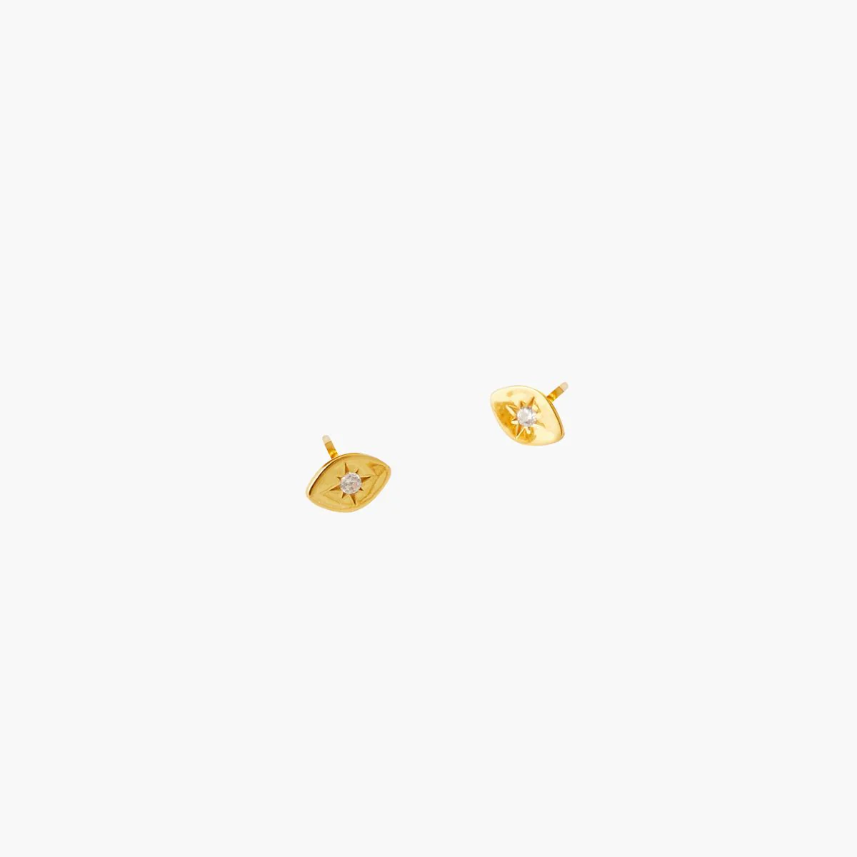 Puces d'oreilles œil argent garanti doré et zircon - Image 2