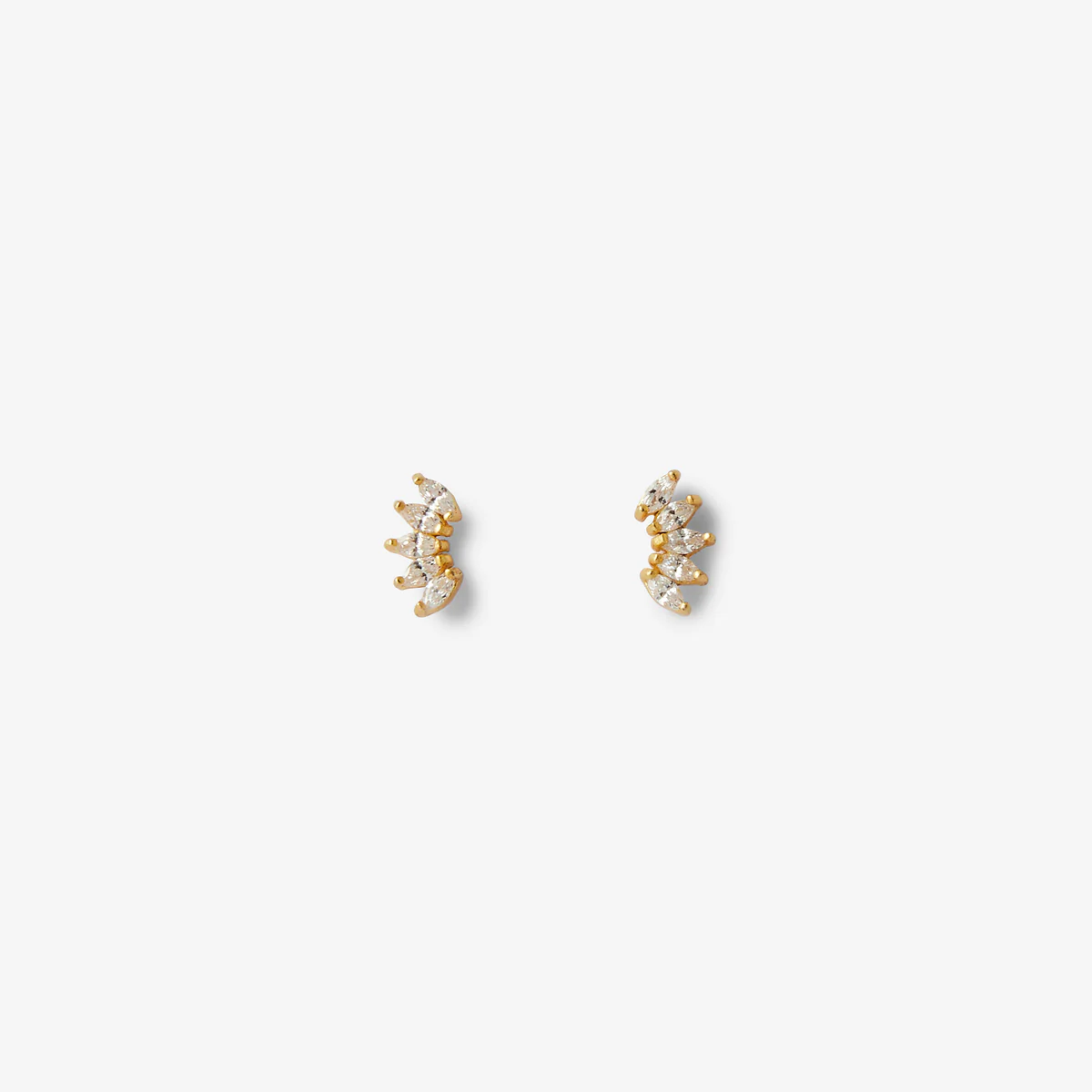 Puces d'oreilles pétales de zircon - argent 925 doré