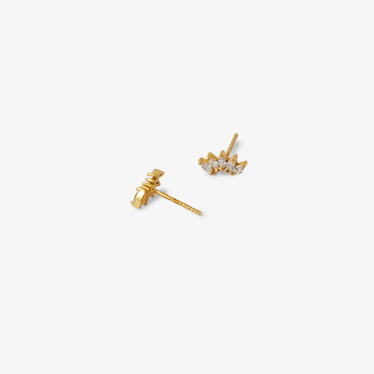 Puces d'oreilles pétales de zircon - argent 925 doré - Image 2