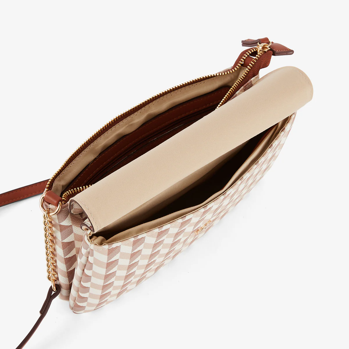 Sac à bandoulière à motif monogramme beige - Image 4