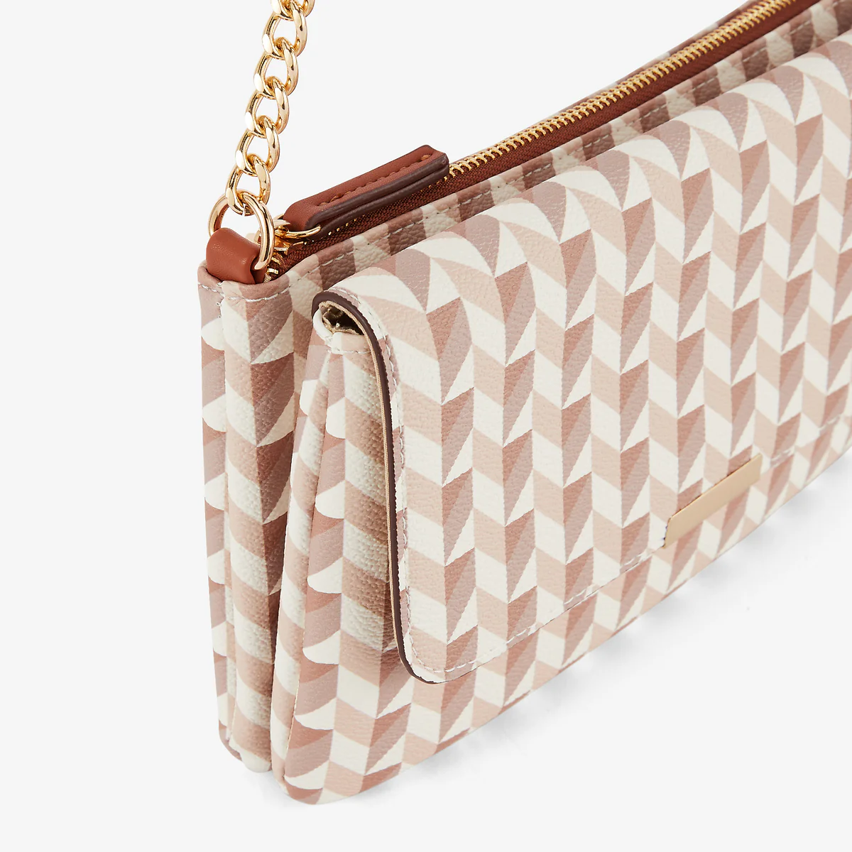 Sac à bandoulière à motif monogramme beige - Image 5