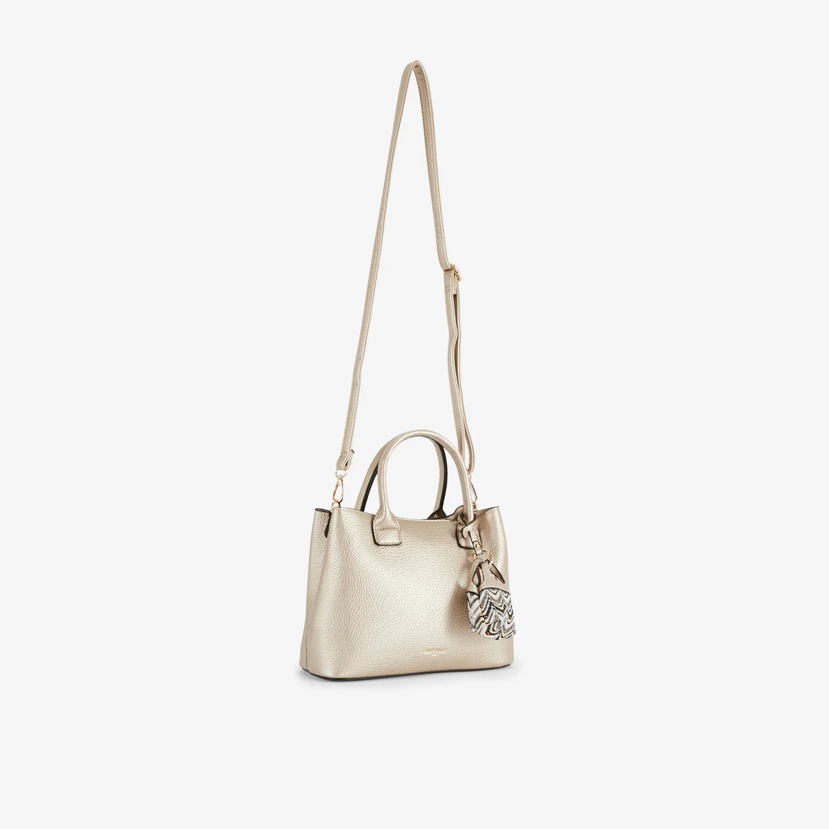 Sac à main grainé doré avec grigri mini sac - Image 4