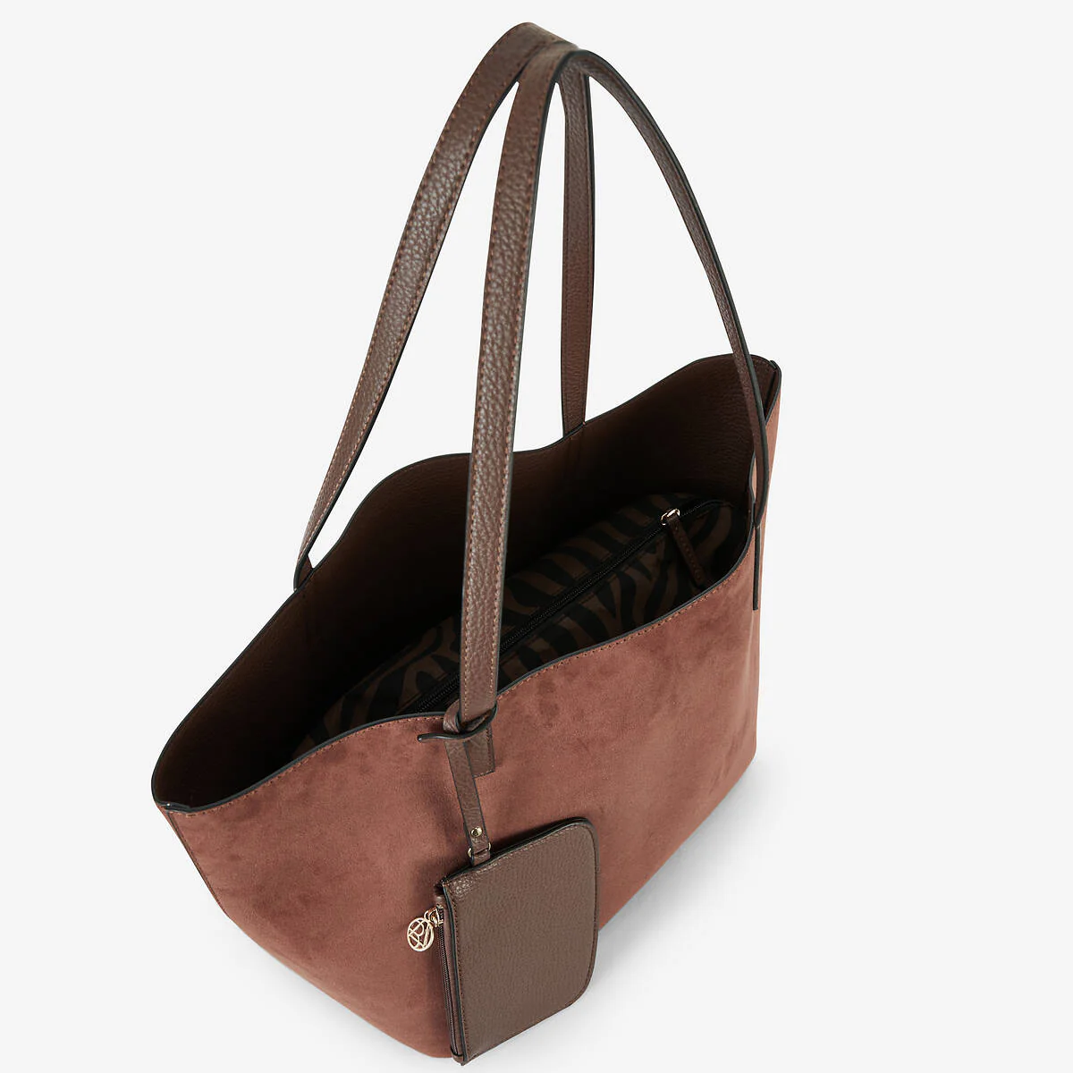 Sac cabas réversible bi-matière marron - Image 4