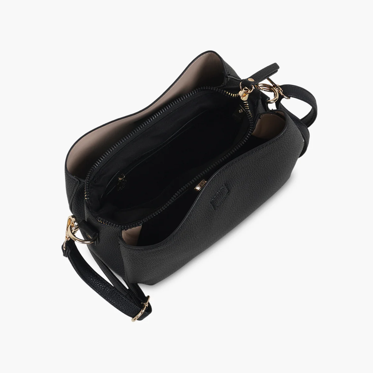 Sac effet grainé noir à bandoulière à motif - Image 4