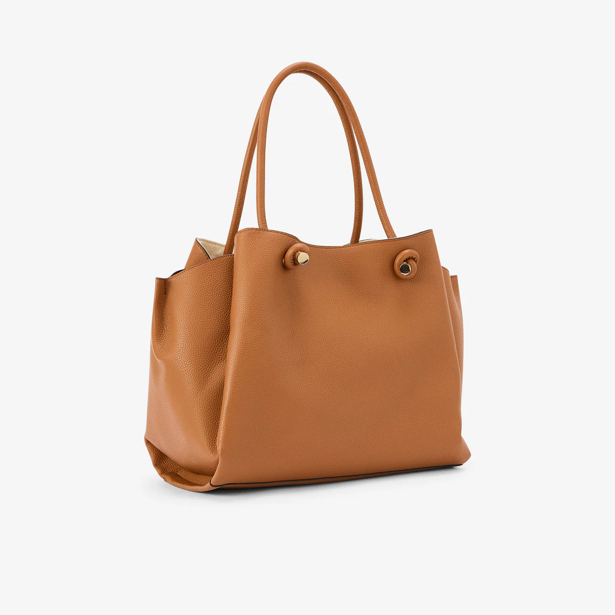 Sac porté épaule camel effet grainé anses nœuds - Image 2