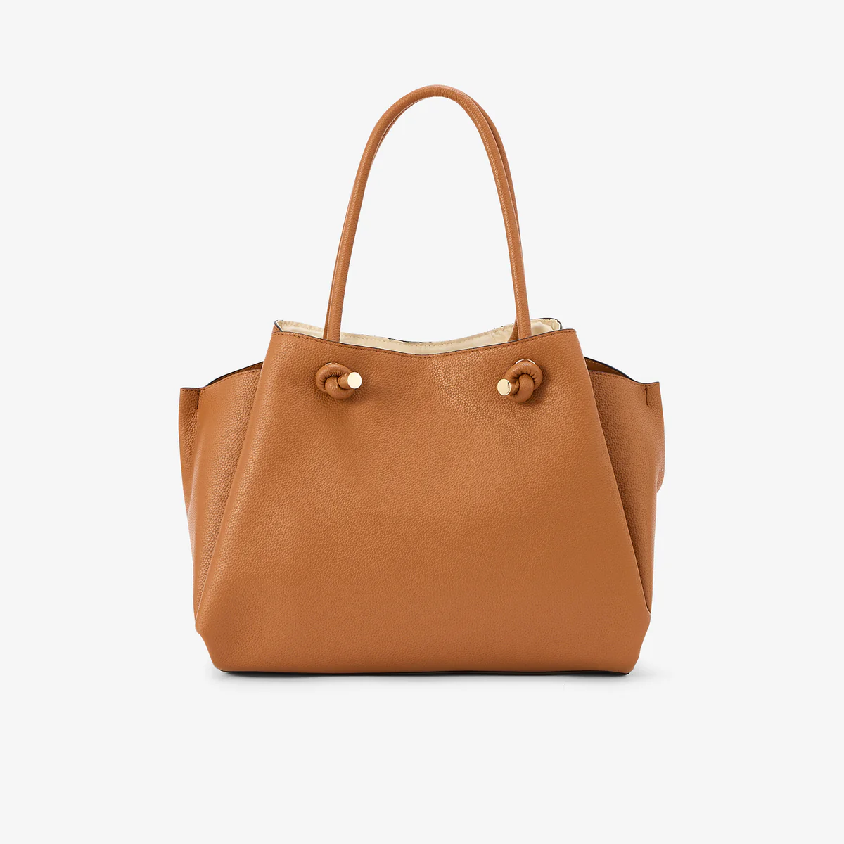 Sac porté épaule camel effet grainé anses nœuds - Image 3