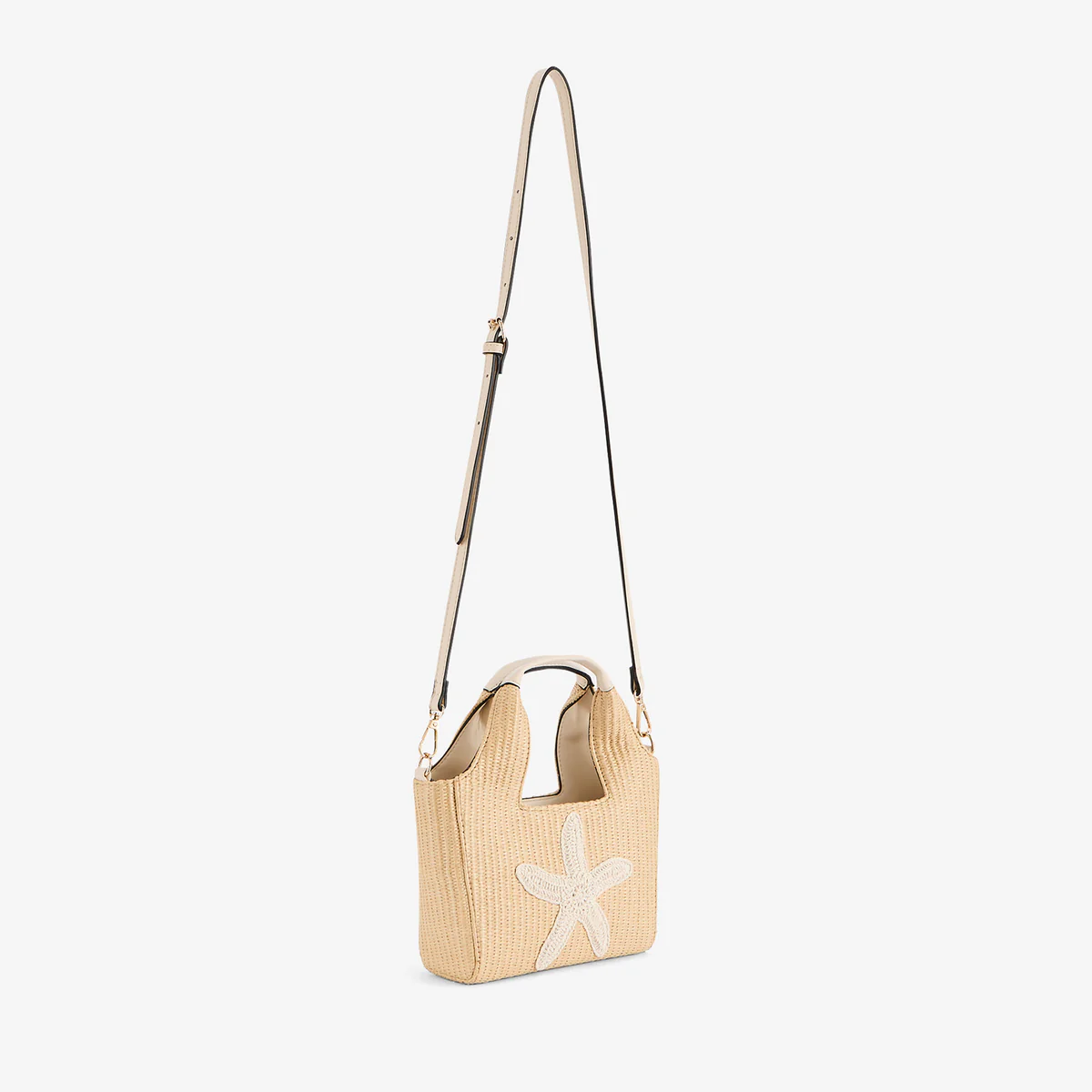 Sac porté main effet paille étoile de mer écru - Image 3