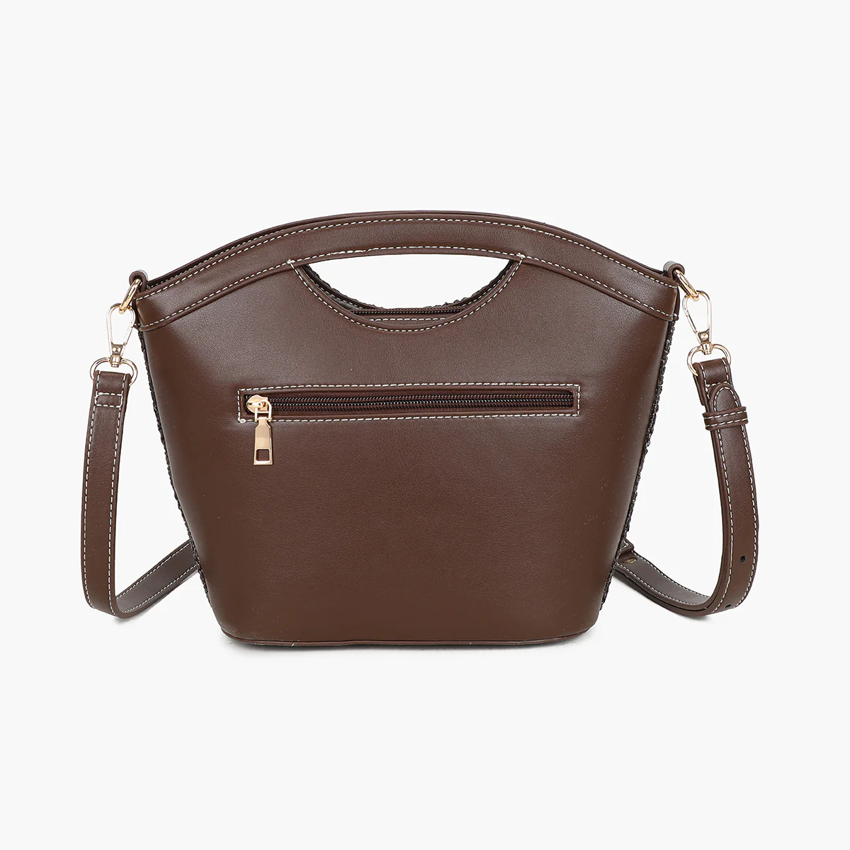 Sac souple marron en textile avec poignée - Image 3