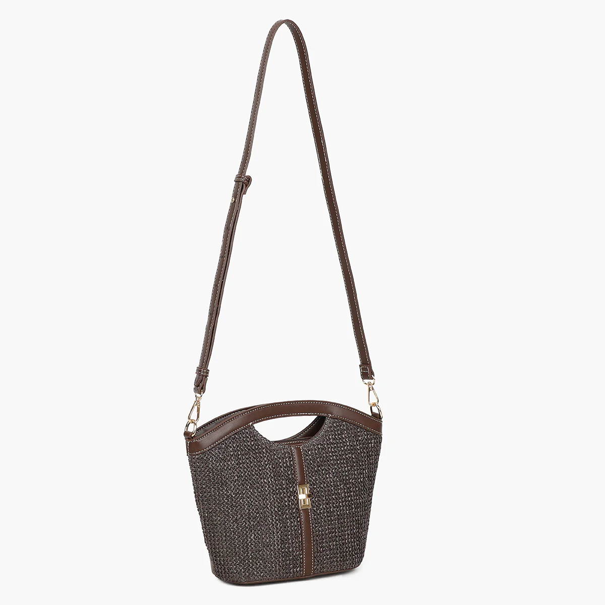 Sac souple marron en textile avec poignée - Image 4