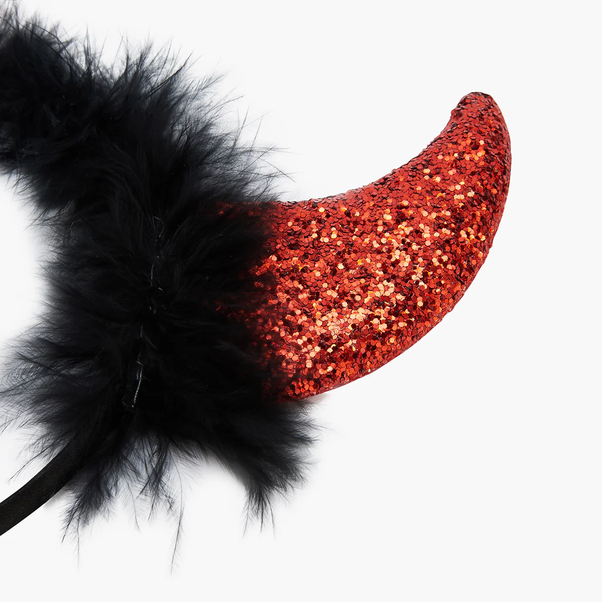 Serre-tête diable cornes rouge paillettes Halloween - Image 2