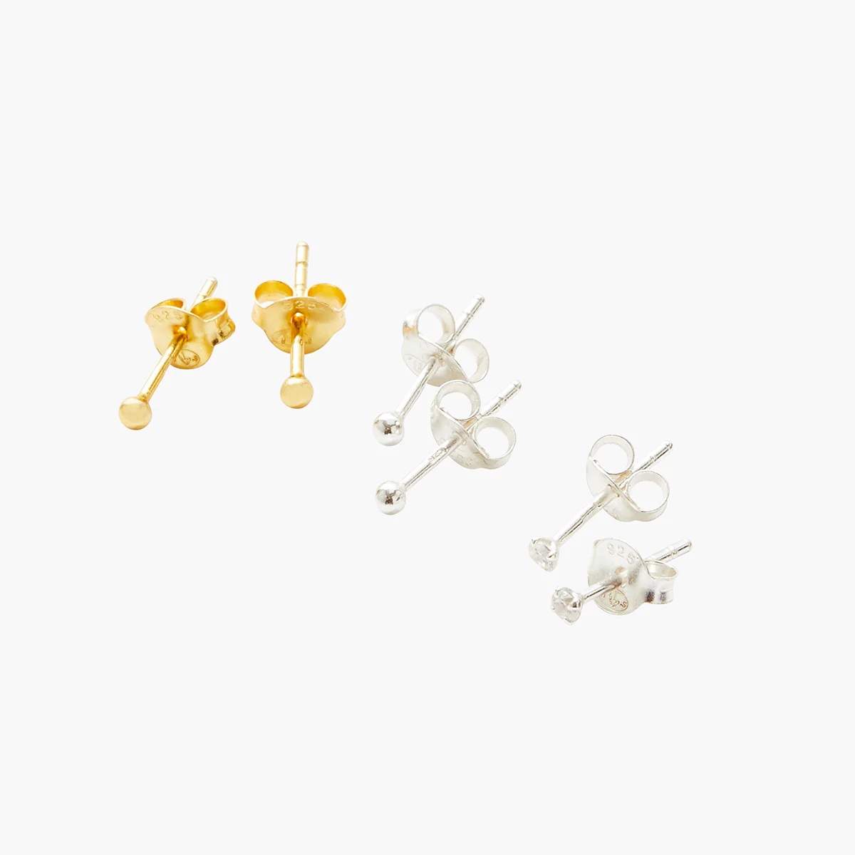 Set 3 paires de mini-puces assorties - argent 925 - Image 2