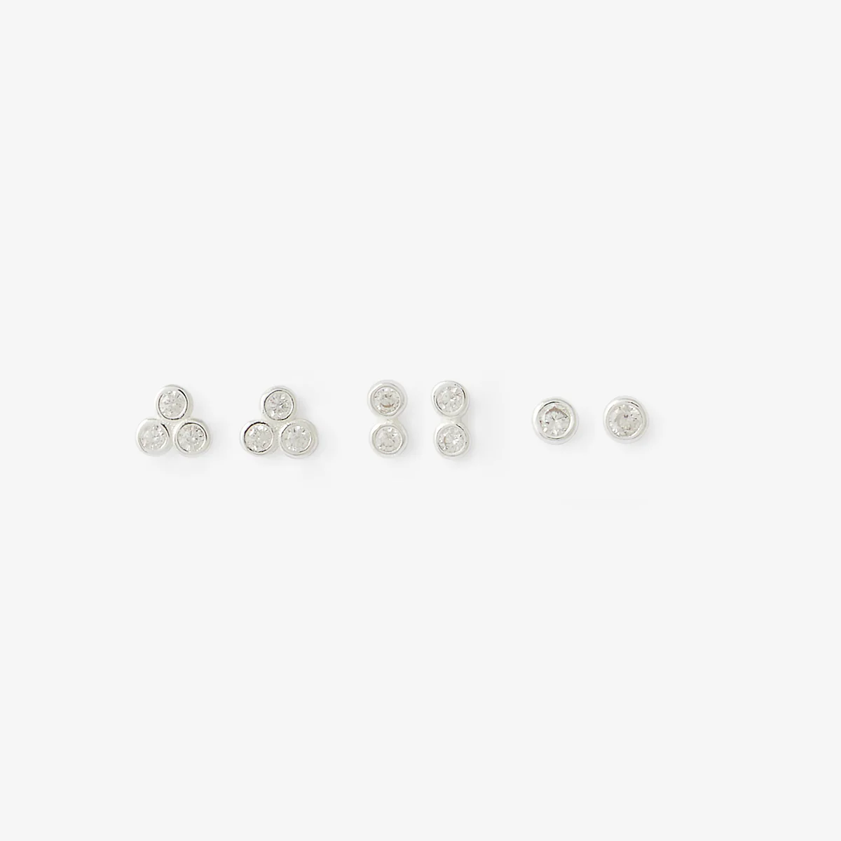 Set 3 paires de puces d'oreilles zircon - argent 925