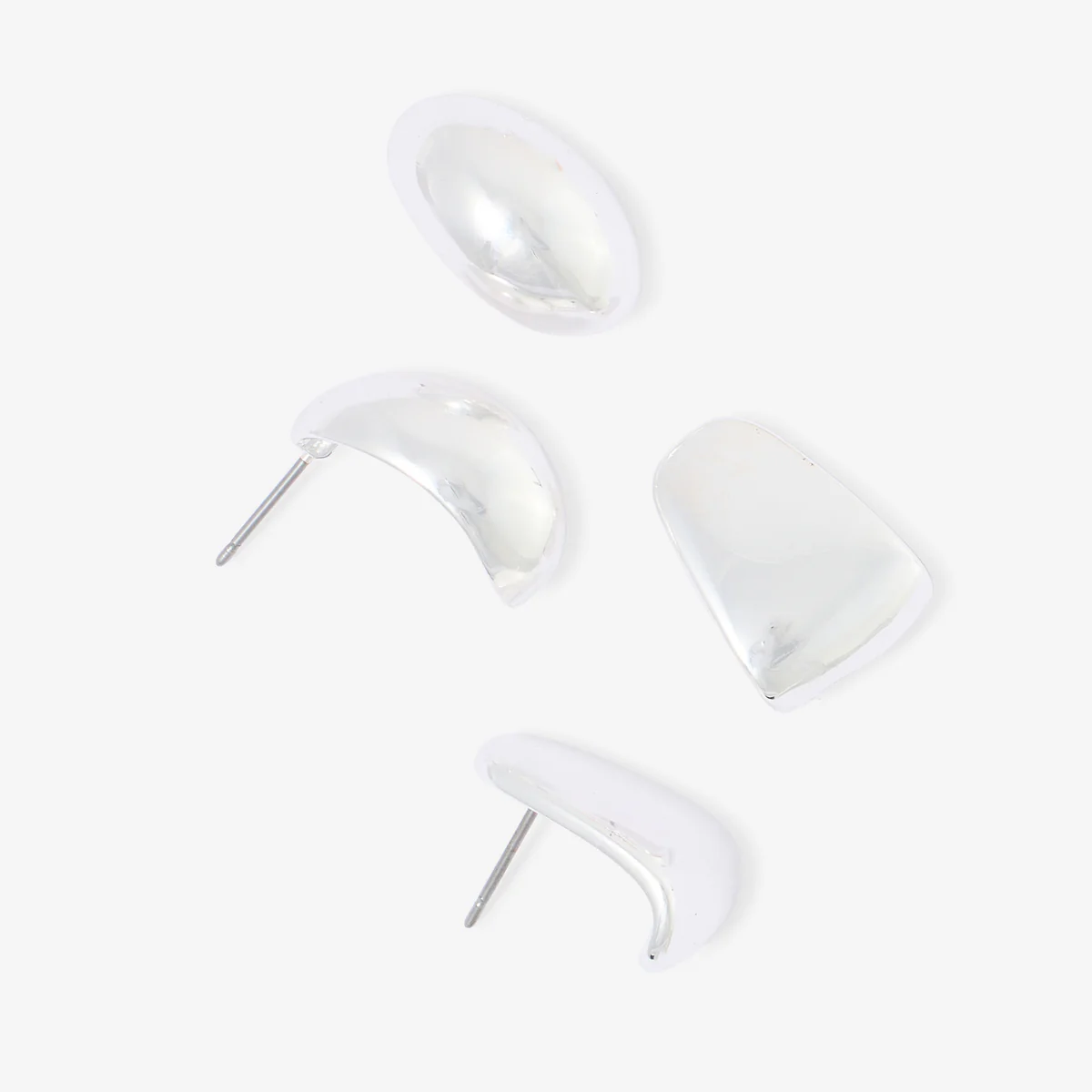 Set de 2 boucles d'oreilles en métal argenté - Image 2