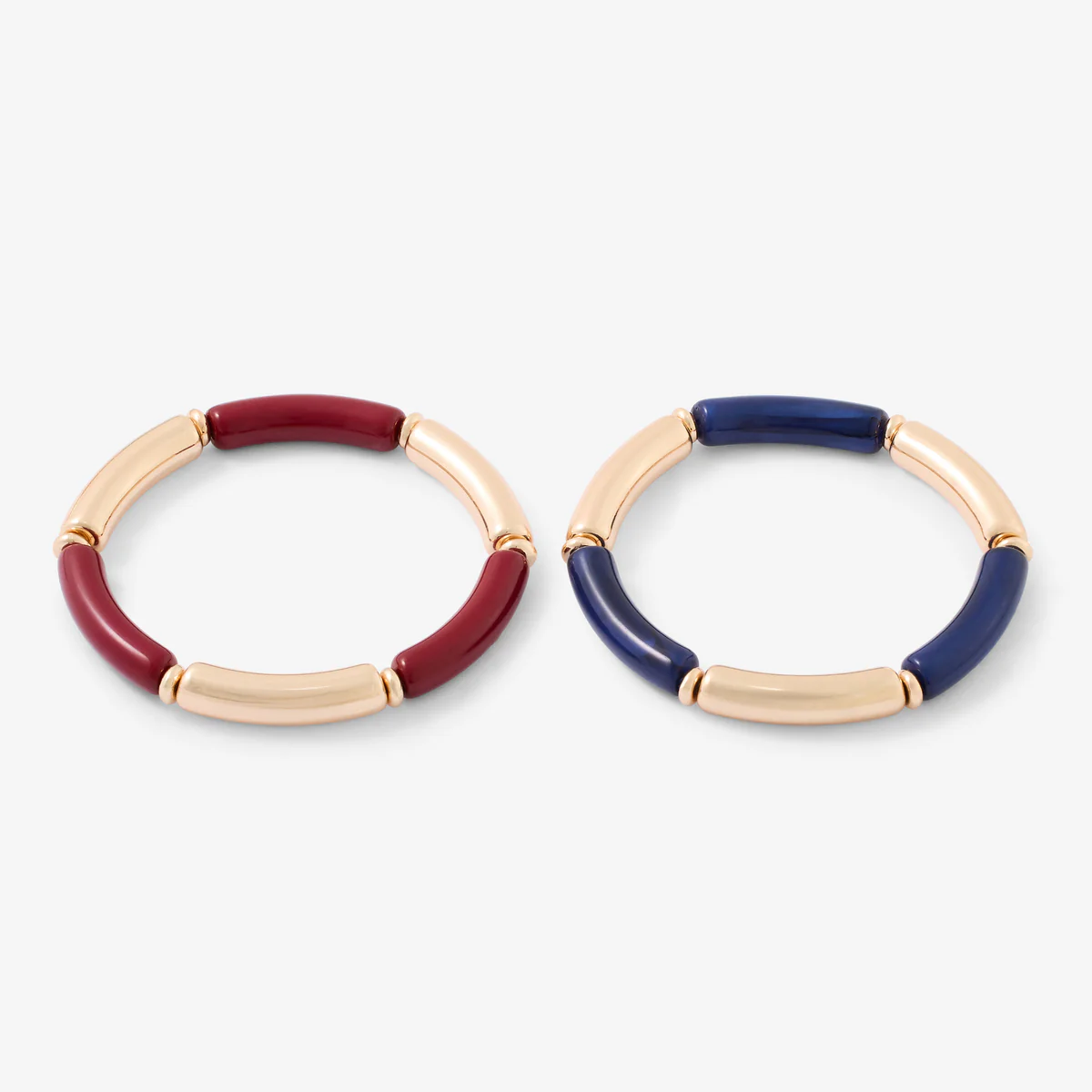 Set de 2 bracelets tubes bordeaux et dorés