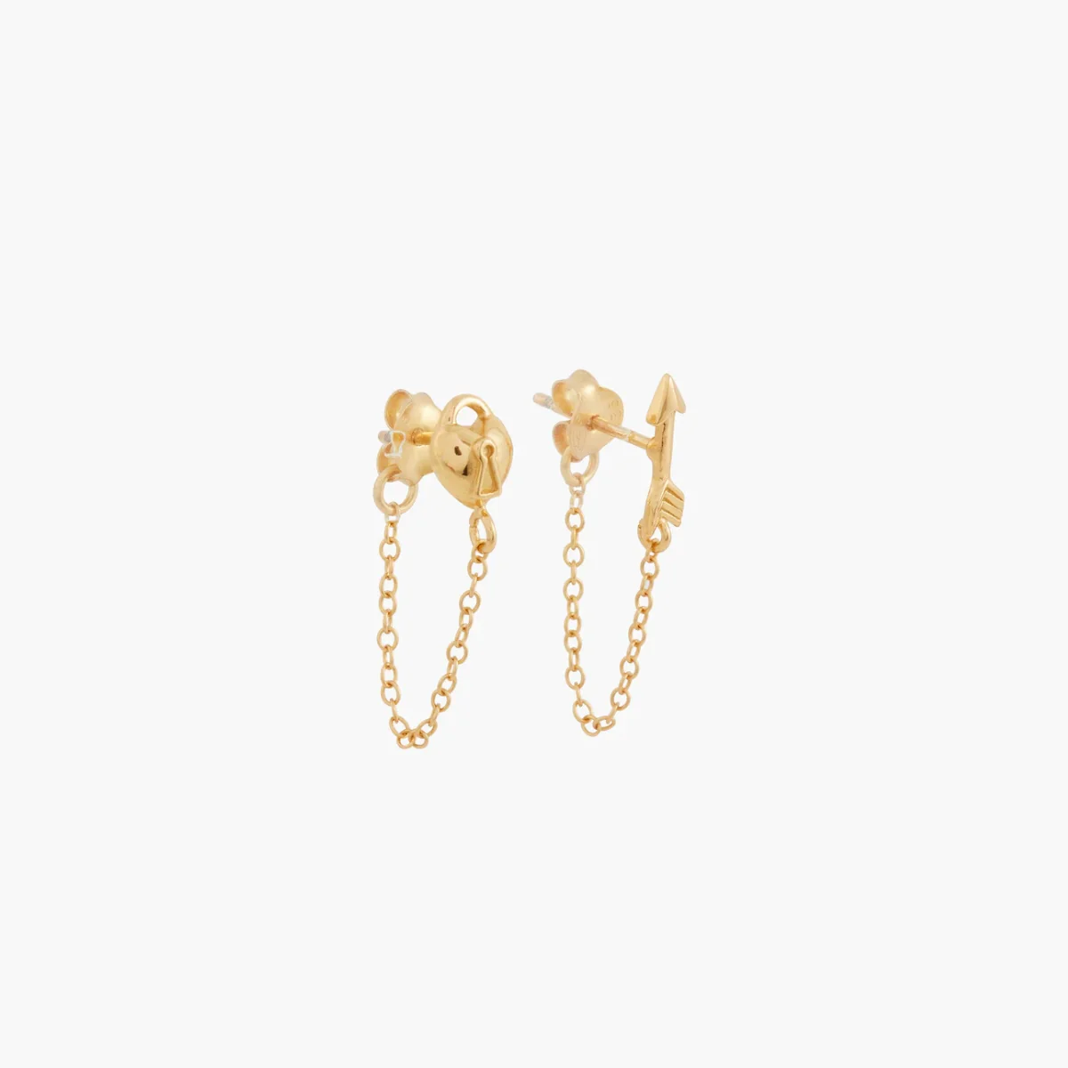 Set de 2 puces d'oreilles avec chaîne Argent Garanti