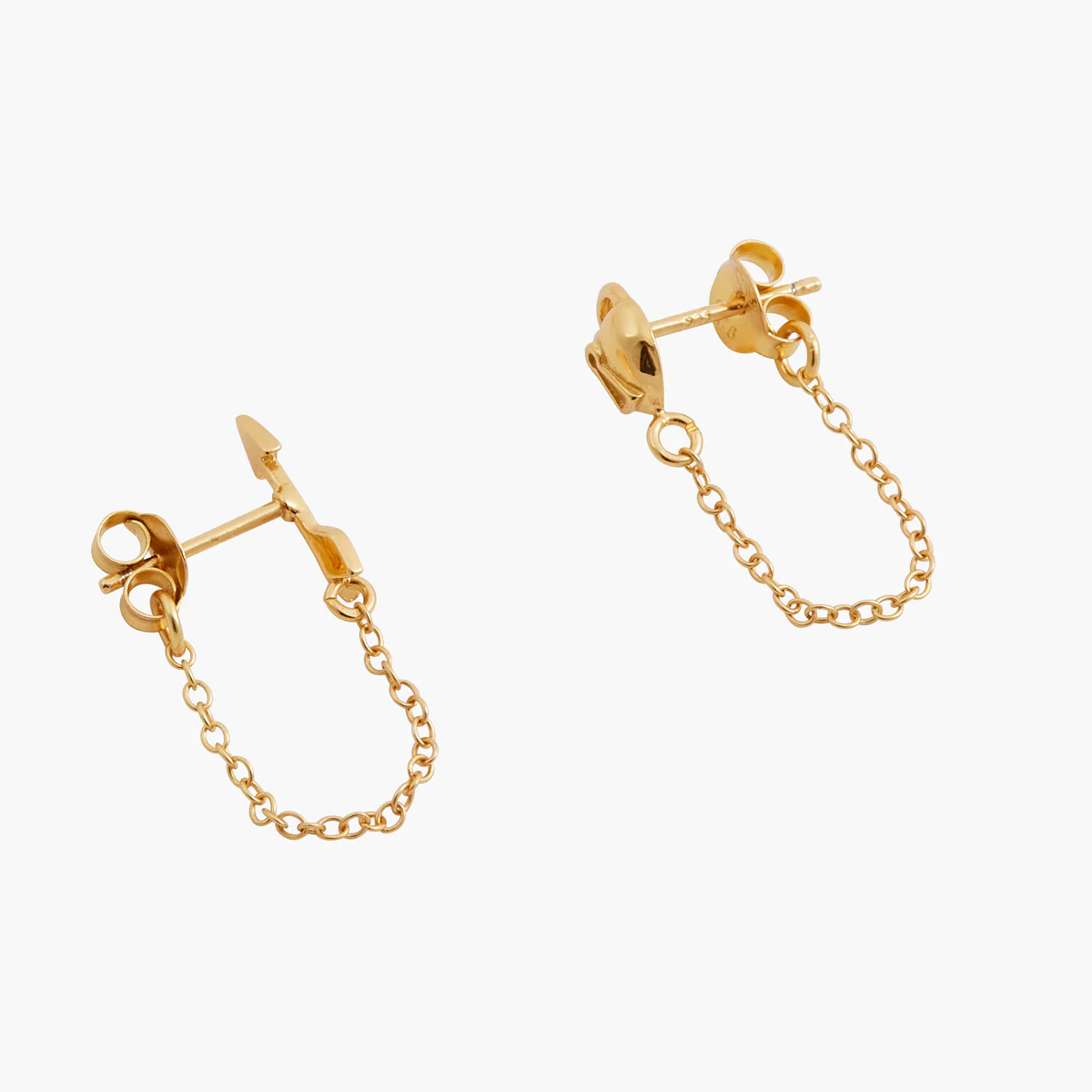 Set de 2 puces d'oreilles avec chaîne Argent Garanti - Image 2