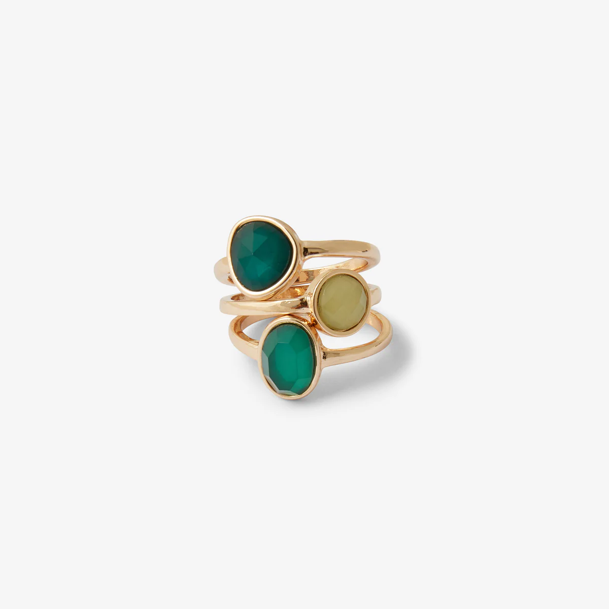 Set de 3 bagues cabochons verts