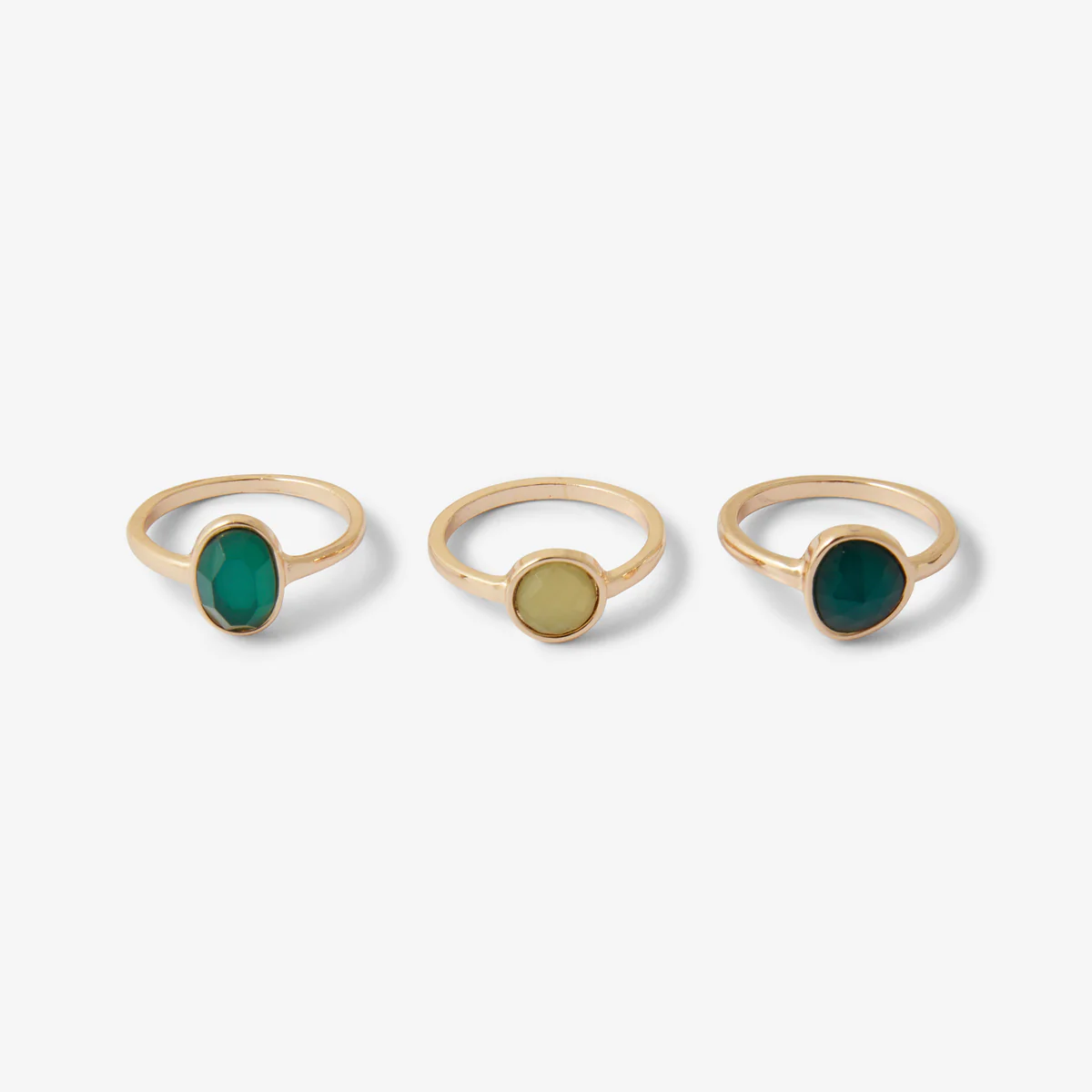 Set de 3 bagues cabochons verts - Image 2