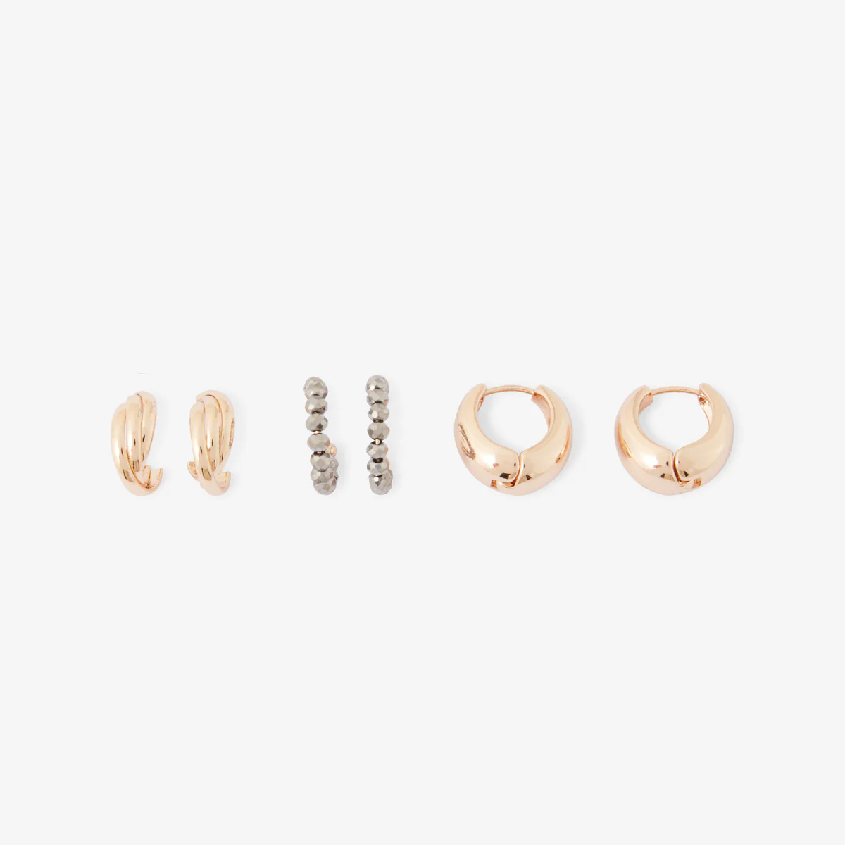 Set de 3 paires de petites créoles dorées assorties