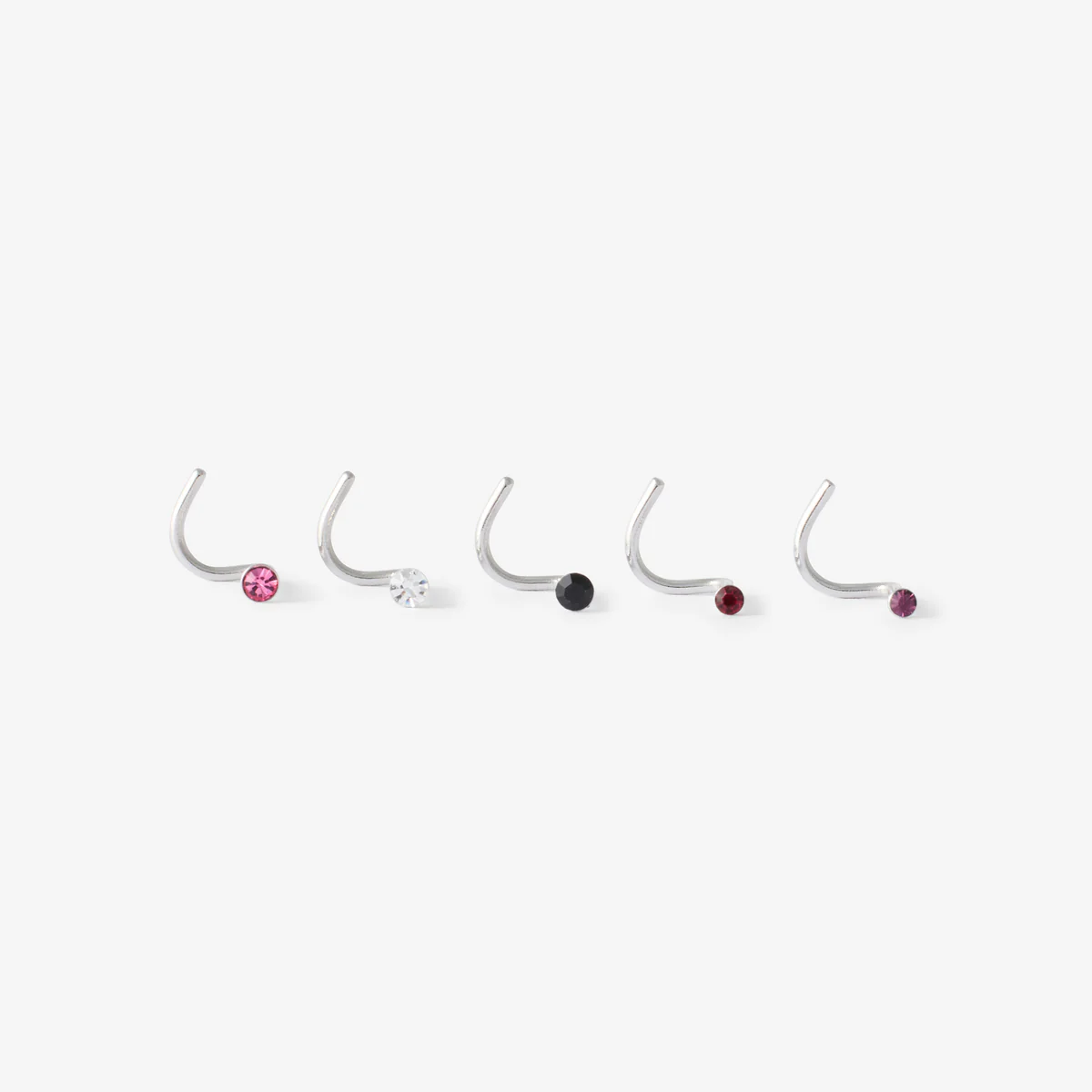 Set de 5 piercings en acier avec strass