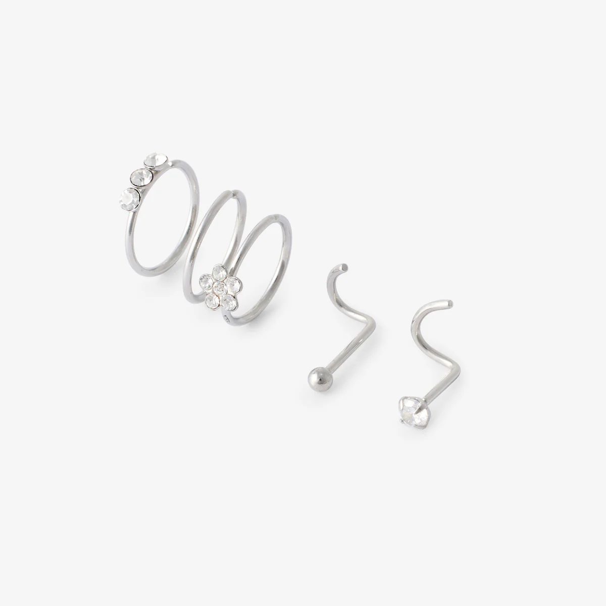 Set de 5 piercings nez en acier chirurgical avec strass de zirconium - Image 2