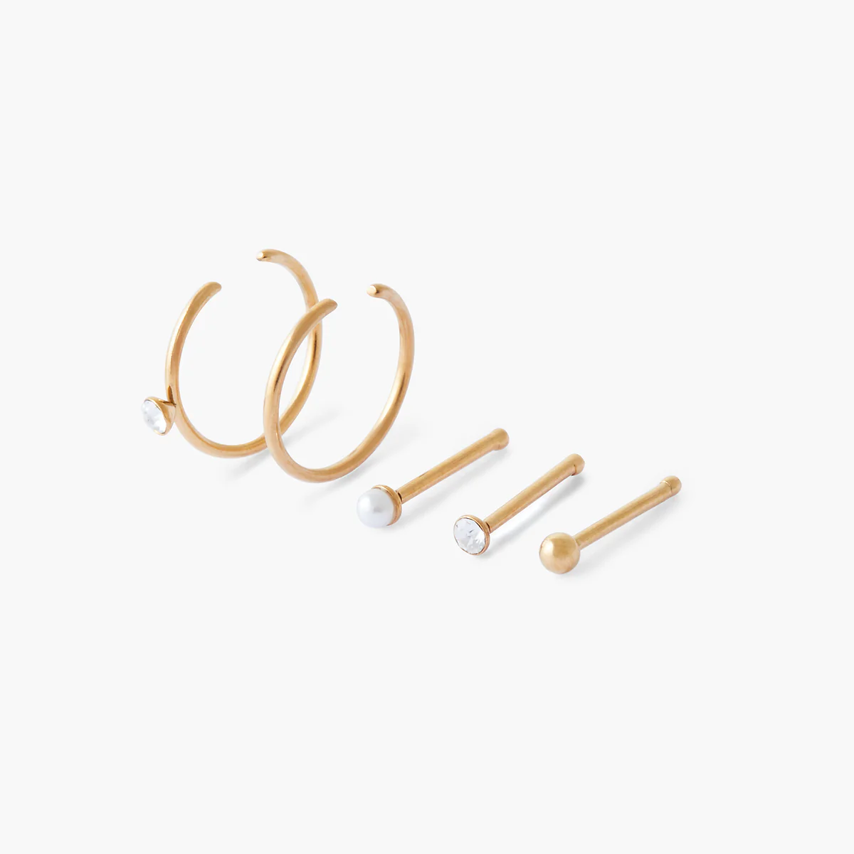 Set de 5 piercings nez studs et anneaux en acier inoxydable